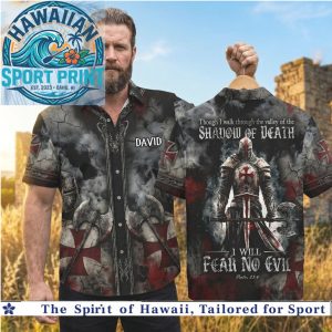 Shadow of Death Medieval Knight Templar Crusader Christian Faith Hawaiian Shirt
