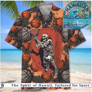 Skeleton Basketball Retro Sports Tropical Summer Hawaiian Shirt Beach