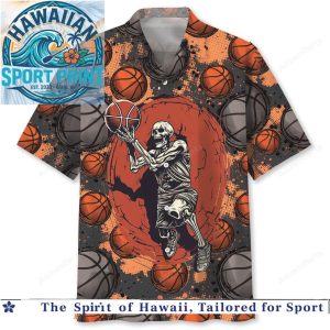 Skeleton Basketball Retro Sports Tropical Summer Hawaiian Shirt Beach