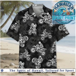 Skeleton Motocross Dirt Bike Skull Tropical Summer Hawaiian Shirt