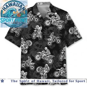 Skeleton Motocross Dirt Bike Skull Tropical Summer Hawaiian Shirt