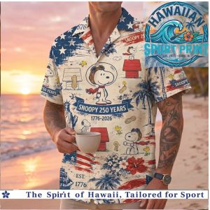 Snoopy 250 Years 1776 2026 Patriotic Vintage Style Beach Aloha Shirt
