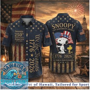 Snoopy 250th Anniversary America 1776 2026 Freedom Patriotic Aloha Shirt