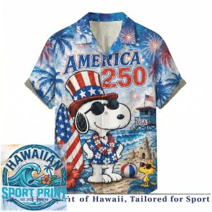 Snoopy America 250 Years Patriotic Beach Party Hawaiian Shirt