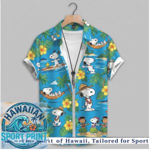 Snoopy Hula Dancing Tropical Island Summer Hawaiian Shirt