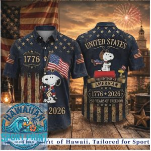 Snoopy Proud To Be An American 1776 2026 250 Years Freedom Aloha Shirt