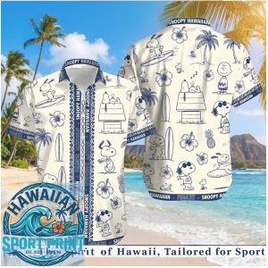 Snoopy Sketch Style Tropical Beach Hawaiian Shirt