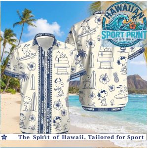 Snoopy Sketch Style Tropical Beach Hawaiian Shirt