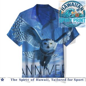 Snowy Owl Winter Blue Flight Wildlife Nature Graphic Hawaiian Shirt