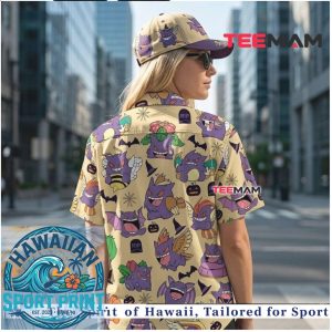 Spooky Gengar Halloween Pokémon Pattern Summer Hawaiian Shirt