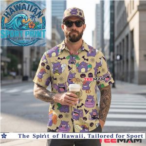 Spooky Gengar Halloween Pokémon Pattern Summer Hawaiian Shirt