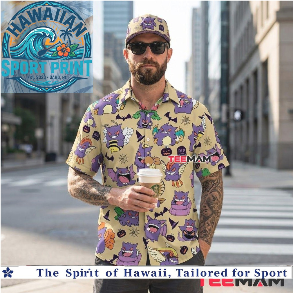 Spooky Gengar Halloween Pokémon Pattern Summer Hawaiian Shirt Spooky Gengar Halloween Pokémon Pattern Summer Hawaiian Shirt