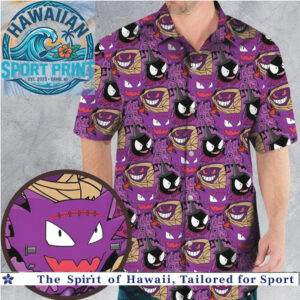 Spooky Halloween Gengar & Haunter Ghost Pokemon Hawaiian Shirt