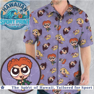 Spooky Spiderweb Goth Cartoon Witch Halloween Hawaiian Shirt