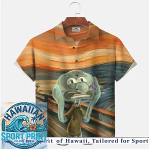 Squidward The Scream Art Parody Funny Cartoon Summer Hawaiian Shirt