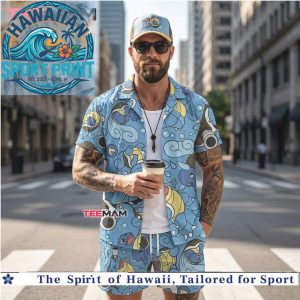 Squirtle And Blastoise Pattern Cute Casual Hawaiian Shirt