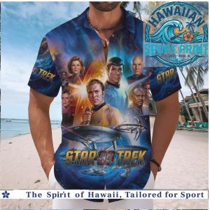 Star Trek 60th Anniversary Spaceship Timeline Sci Fi Beach Hawaiian Shirt