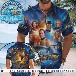 Star Trek 60th Anniversary Spaceship Timeline Sci Fi Beach Hawaiian Shirt