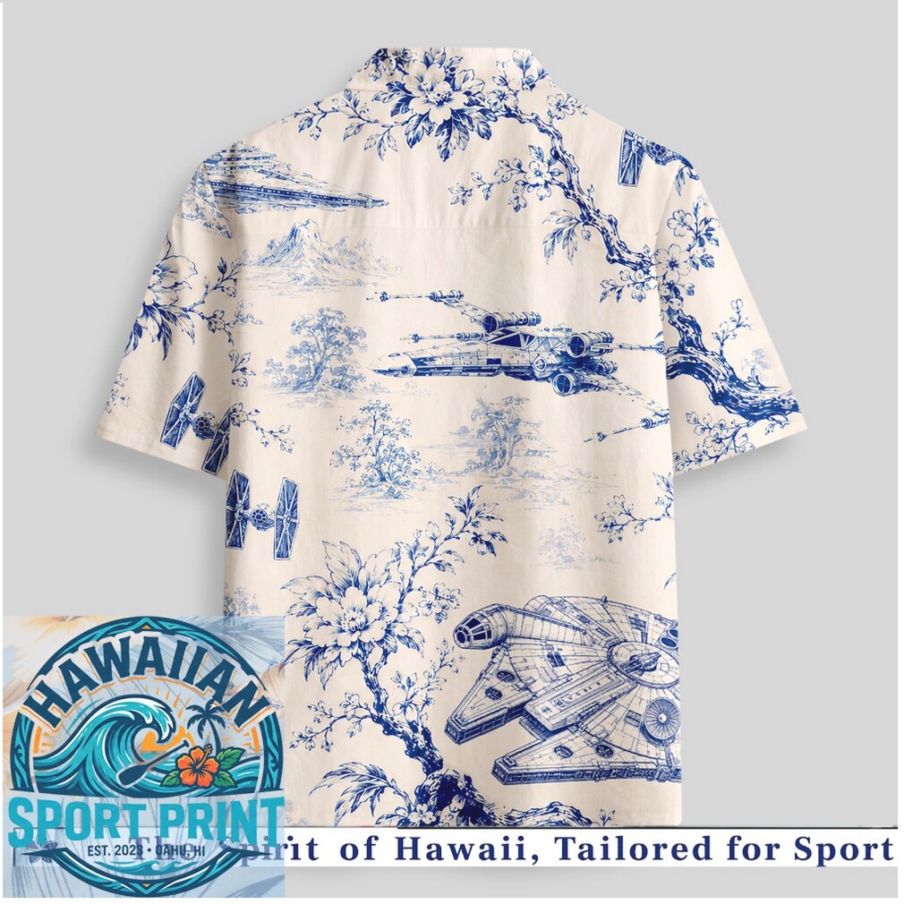Star Wars Blueprint Toile de Jouy Tropical Hawaiian Shirt Star Wars Blueprint Toile de Jouy Tropical Hawaiian Shirt