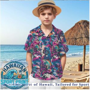 Star Wars Mandalorian Tropical Floral Neon Sunset Hawaiian Shirt