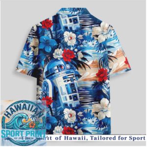 Star Wars R2 D2 Blue Floral Summer Hawaiian Shirt