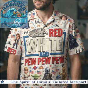 Star Wars Red White And Pew Pew Patriotic Funny Sci Fi Character Hawaiian Shirt