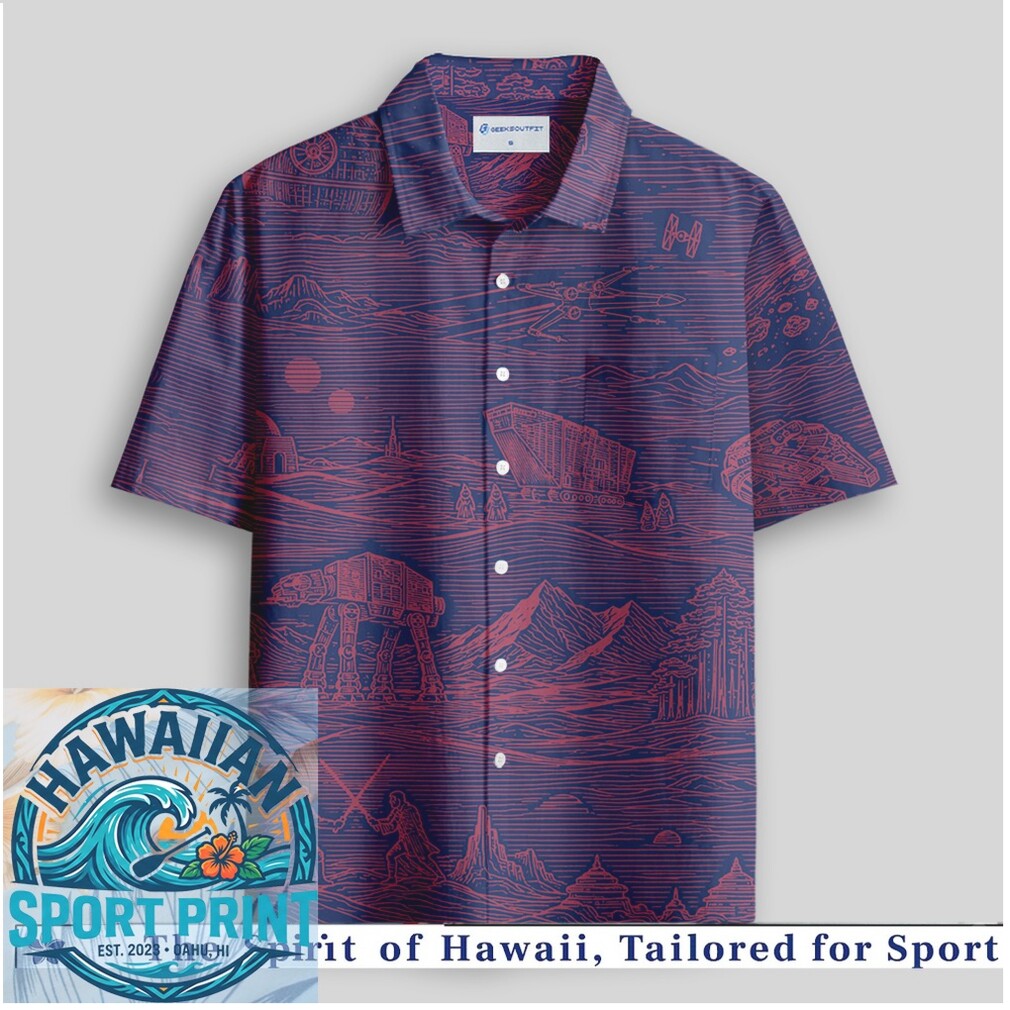 Star Wars Retro Sci Fi Landscape Red Blueprint Hawaiian Shirt Star Wars Retro Sci Fi Landscape Red Blueprint Hawaiian Shirt