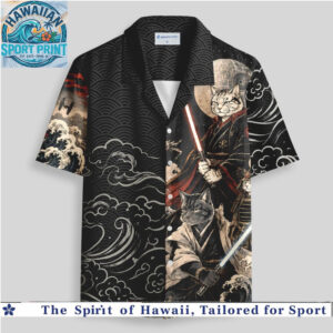 Star Wars Samurai Cat Dark Side Waves Hawaiian Shirt