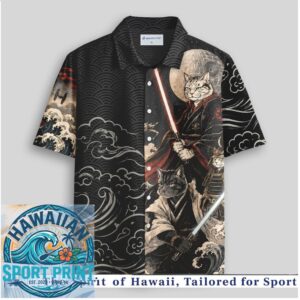 Star Wars Samurai Cat Dark Side Waves Hawaiian Shirt