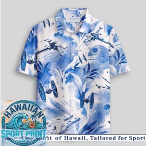 Star Wars Sci Fi Blue Watercolor Tropical Hawaiian Shirt