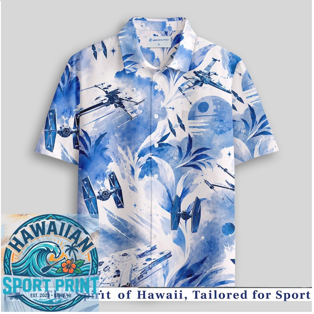 Star Wars Sci Fi Blue Watercolor Tropical Hawaiian Shirt Star Wars Sci Fi Blue Watercolor Tropical Hawaiian Shirt