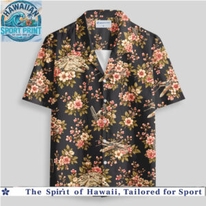 Star Wars Spaceships Vintage Floral Botanical Black Hawaiian Shirt