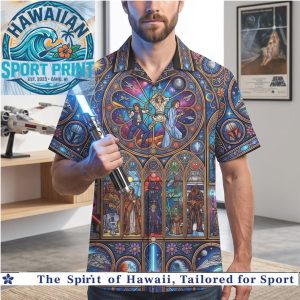 Star Wars Stained Glass Movie Characters Galactic Saga Summer Aloha Shirt