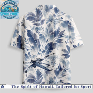Star Wars X Wing Fighter Blue Monochromatic Tropical Hawaiian Shirt