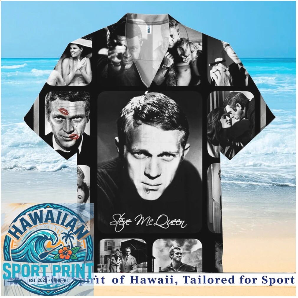 Steve McQueen Black And White Collage Legend Hawaiian Shirt Steve McQueen Black And White Collage Legend Hawaiian Shirt