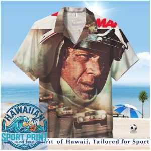 Steve McQueen Le Mans Vintage Race Car Movie Poster Hawaiian Shirt