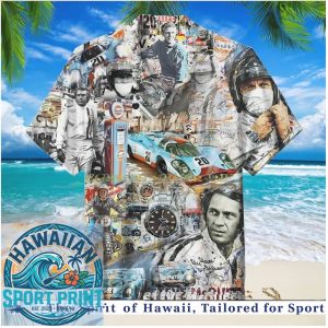 Steve McQueen Racing Legend Retro Collage Hawaiian Shirt