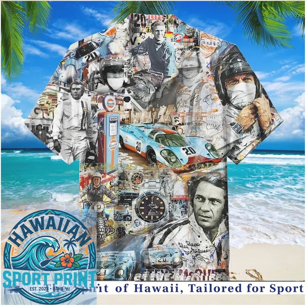 Steve McQueen Racing Legend Retro Collage Hawaiian Shirt Steve McQueen Racing Legend Retro Collage Hawaiian Shirt
