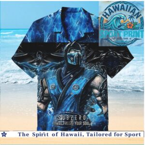 Sub Zero Mortal Kombat Ice Blue Hawaiian Shirt