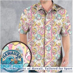Super Mario Princess Peach Yoshi Retro Gaming Pastel Hawaiian Shirt