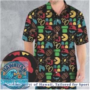 Super Mario Retro Arcade Game Items Classic Hawaiian Shirt