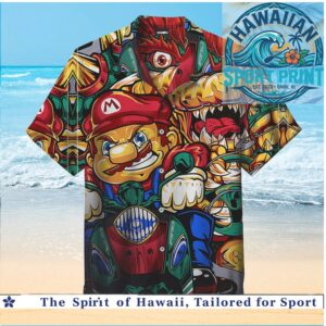 Super Mario and Bowser Gaming Action Retro Hawaiian Shirt