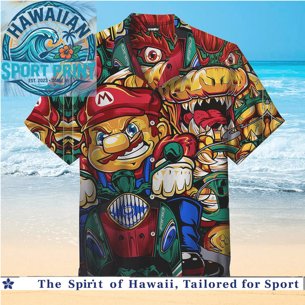 Super Mario and Bowser Gaming Action Retro Hawaiian Shirt Super Mario and Bowser Gaming Action Retro Hawaiian Shirt
