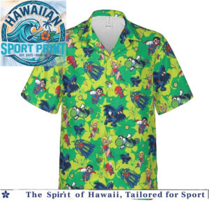 Superhero Comic Characters Green Retro Action Hawaiian Shirt