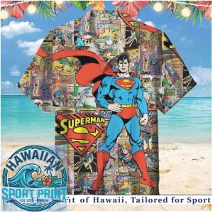 Superman Classic Comic Book Hero Action Retro Hawaiian Shirt