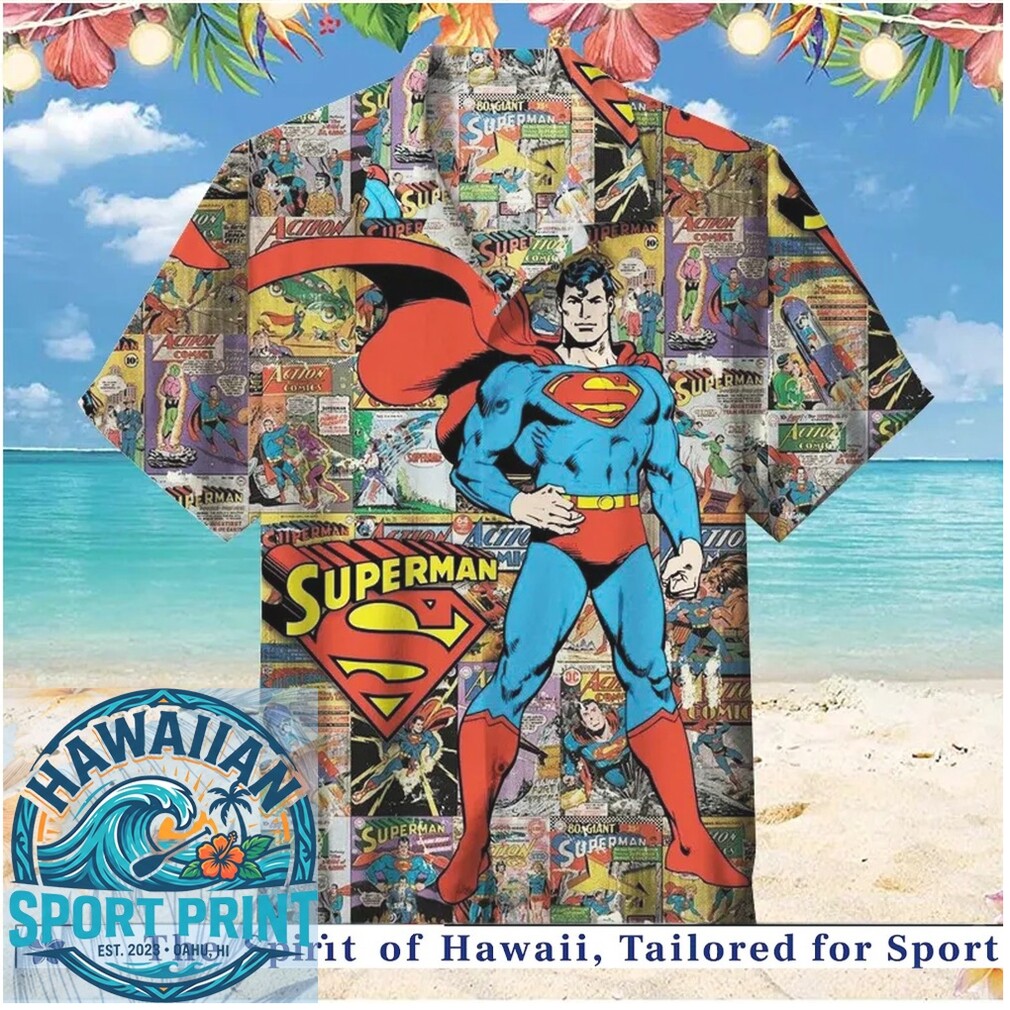 Superman Classic Comic Book Hero Action Retro Hawaiian Shirt Superman Classic Comic Book Hero Action Retro Hawaiian Shirt