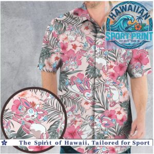 Sylveon Cute Pink Floral Tropical Summer Hawaiian Shirt