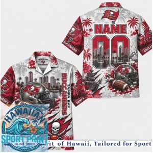 Tampa Bay Buccaneers Football Stadium Skyline Skull Hawaiian Shirt
