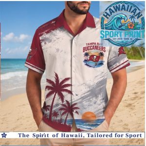 Tampa Bay Buccaneers NFL Tropical Sunset Palm Tree Hawaiian Shirt Beach Aloha