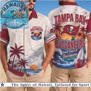 Tampa Bay Buccaneers NFL Tropical Sunset Palm Tree Hawaiian Shirt Beach Aloha